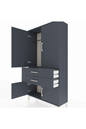 Arges Dolap Tek Raflı 2 Çekmeceli Tek Askılı 88x30x163 Antrasit-Antrasit