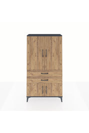 Arges Dolap Tek Raflı 2 Çekmeceli Tek Askılı 88x30x163 Antrasit-Çam