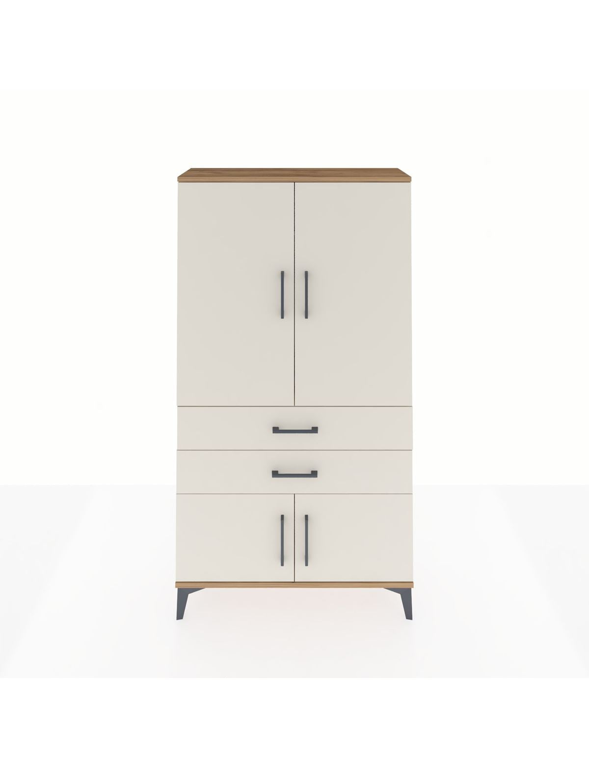 Arges Dolap Tek Raflı 2 Çekmeceli Tek Askılı 88x30x163 Çam-Aytaşı