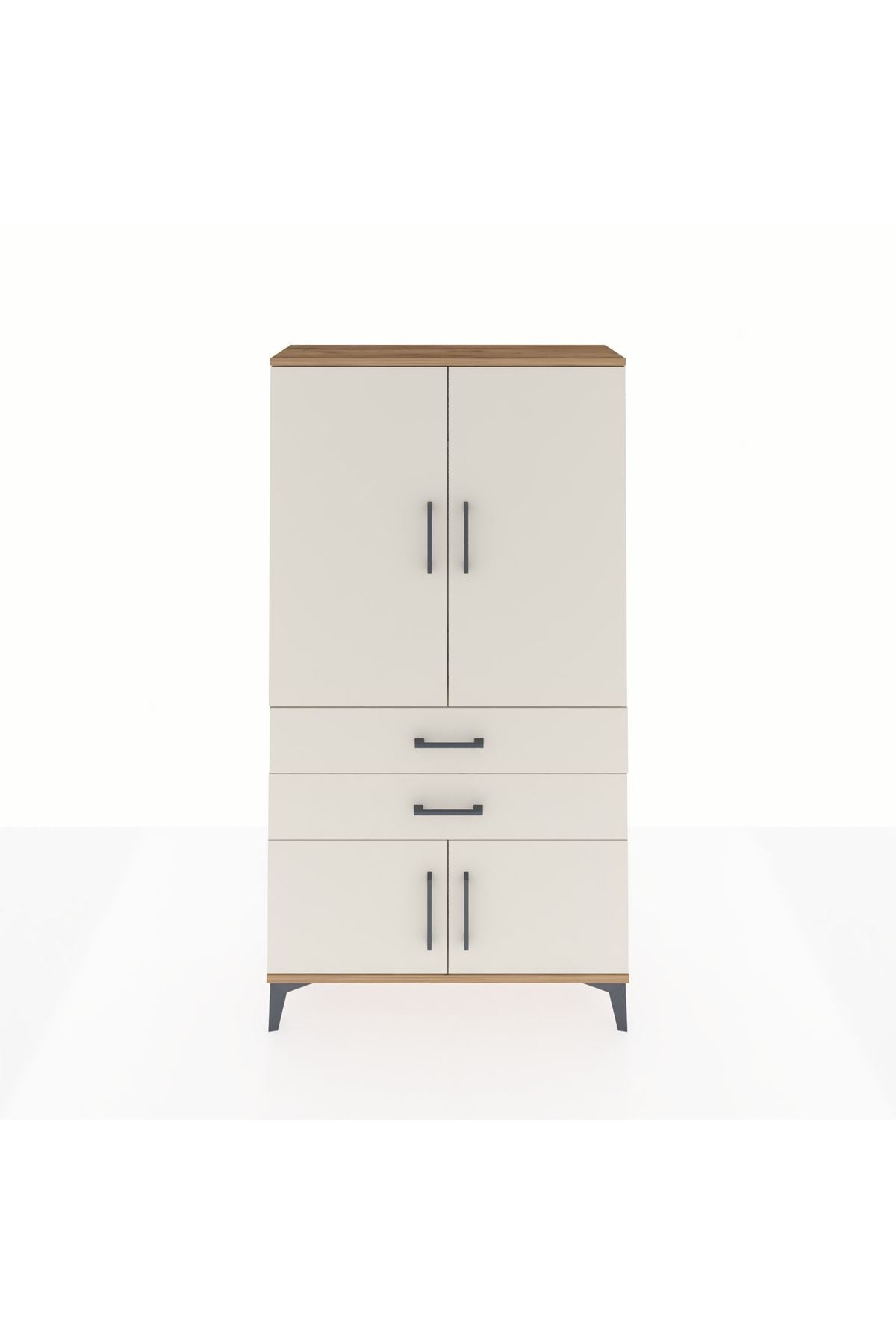 Arges Dolap Tek Raflı 2 Çekmeceli Tek Askılı 88x30x163 Çam-Aytaşı