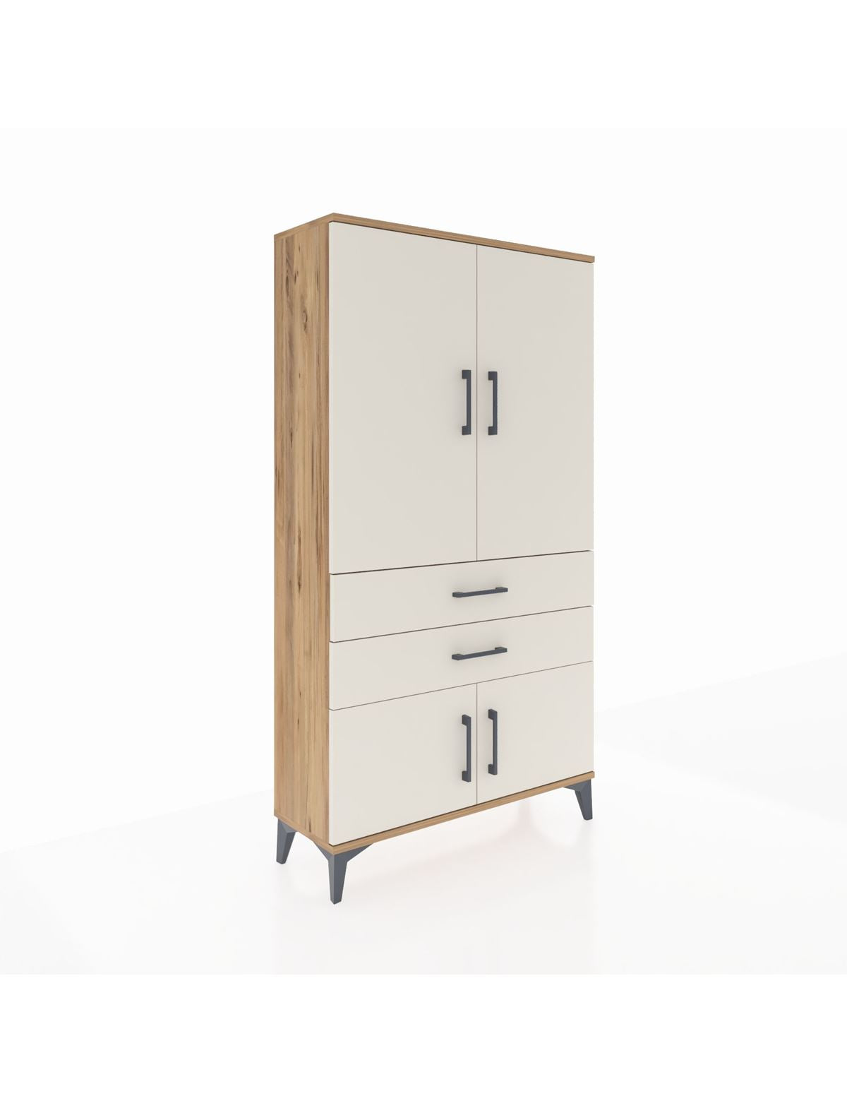 Arges Dolap Tek Raflı 2 Çekmeceli Tek Askılı 88x30x163 Çam-Aytaşı