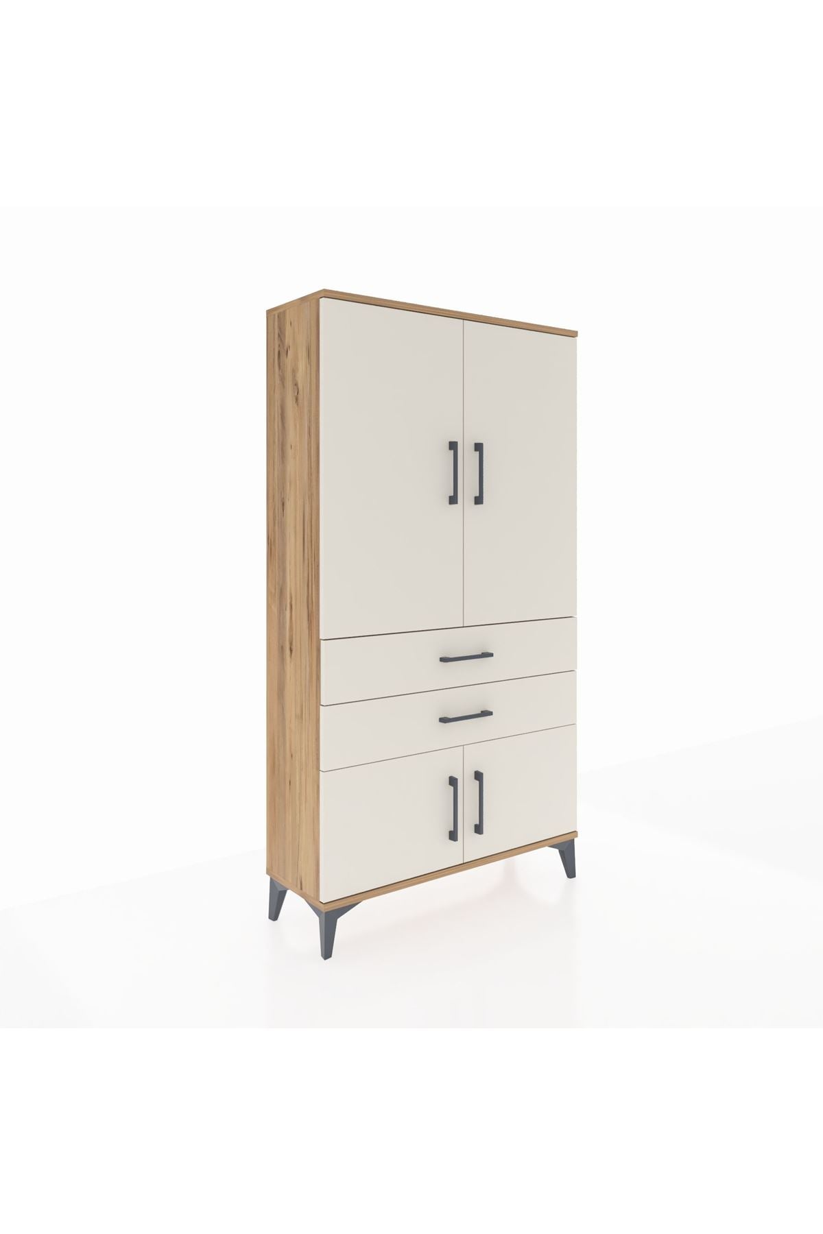 Arges Dolap Tek Raflı 2 Çekmeceli Tek Askılı 88x30x163 Çam-Aytaşı