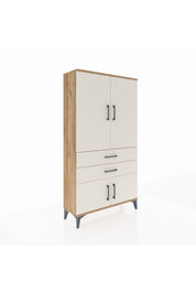 Arges Dolap Tek Raflı 2 Çekmeceli Tek Askılı 88x30x163 Çam-Aytaşı