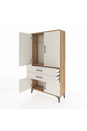 Arges Dolap Tek Raflı 2 Çekmeceli Tek Askılı 88x30x163 Çam-Aytaşı