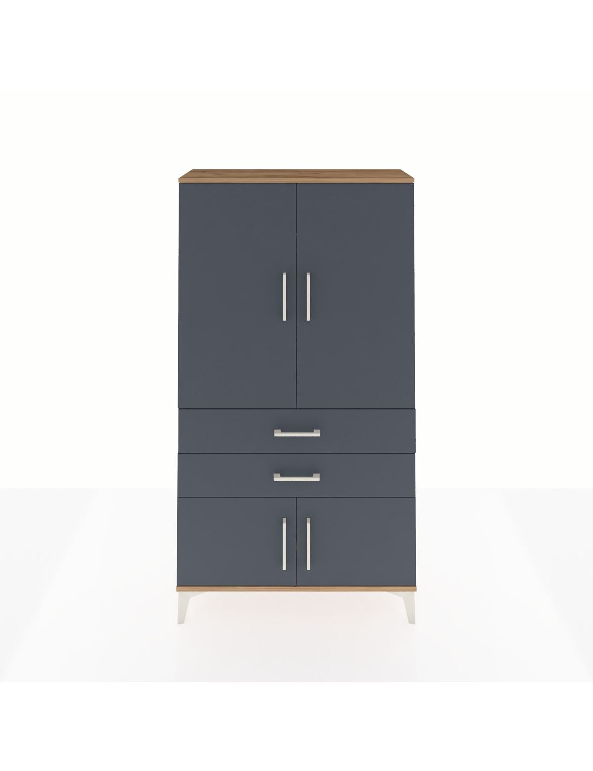 Arges Dolap Tek Raflı 2 Çekmeceli Tek Askılı 88x30x163 Çam-Antrasit