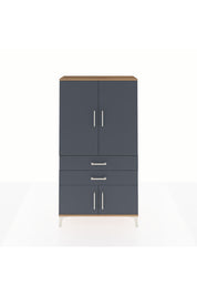 Arges Dolap Tek Raflı 2 Çekmeceli Tek Askılı 88x30x163 Çam-Antrasit