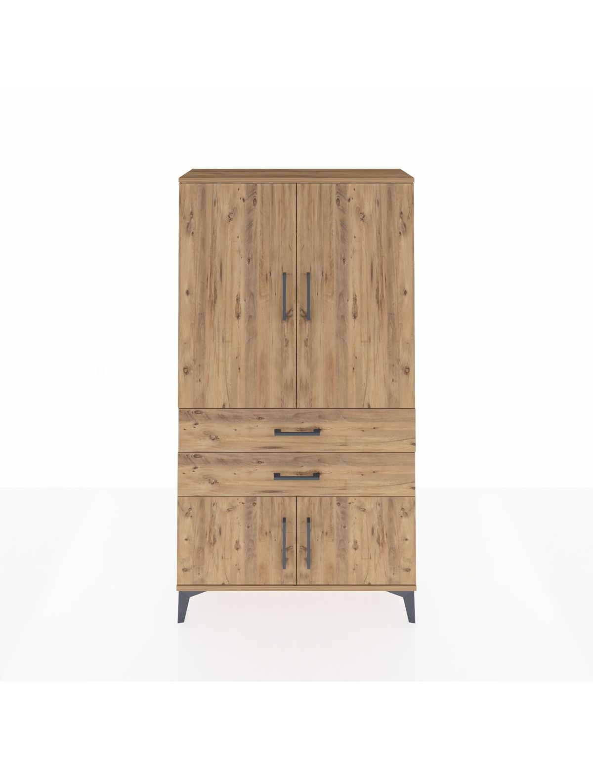 Arges Dolap Tek Raflı 2 Çekmeceli Tek Askılı 88x30x163 Çam-Çam