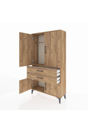 Arges Dolap Tek Raflı 2 Çekmeceli Tek Askılı 88x30x163 Çam-Çam