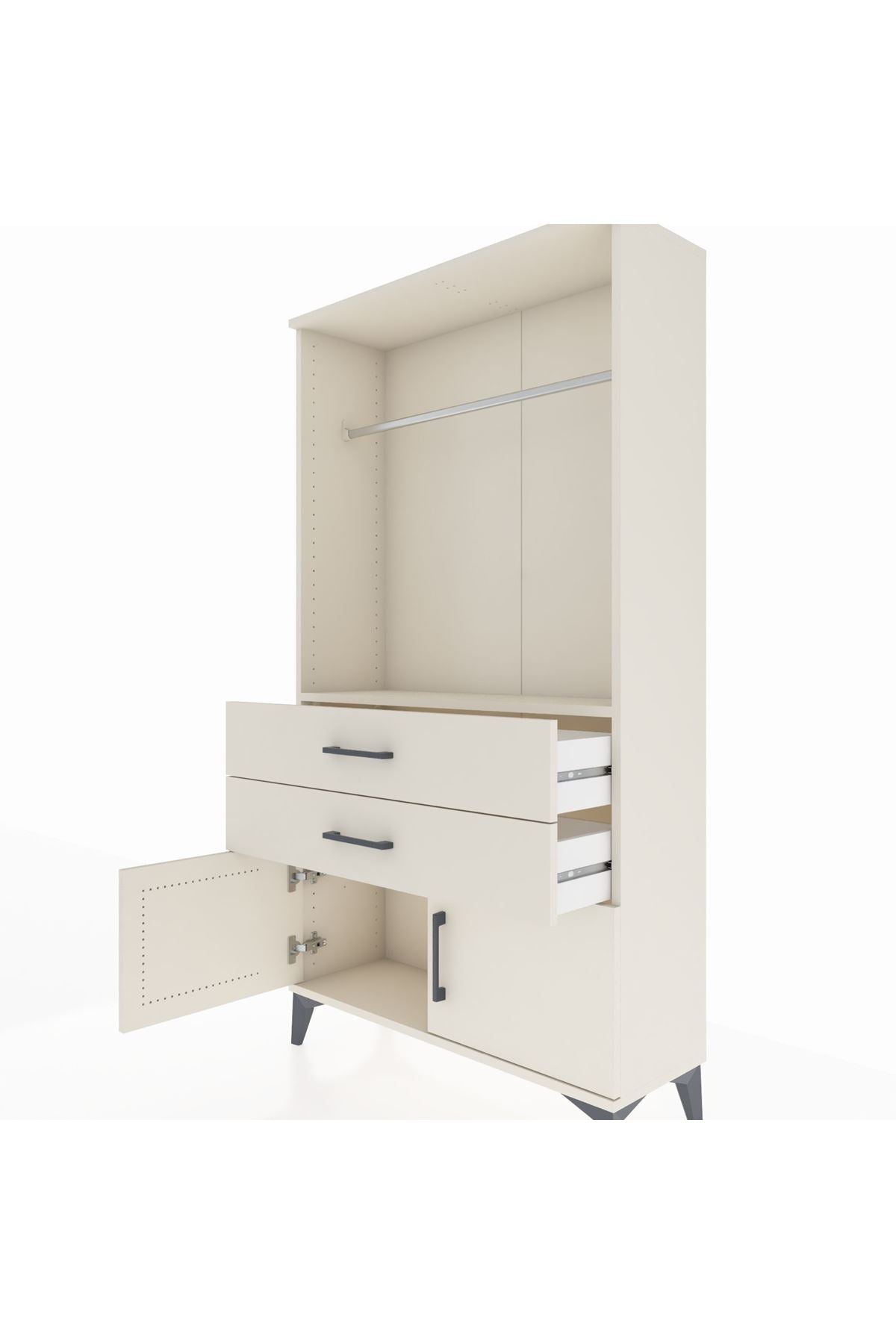 Arges Dolap Tek Raflı 2 Çekmeceli Tek Askılı 88x30x163 Aytaşı-Aytaşı