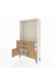 Arges Dolap Tek Raflı 2 Çekmeceli Tek Askılı 88x30x163 Aytaşı-Çam