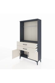 Arges Dolap Tek Raflı 2 Çekmeceli Tek Askılı 88x30x163 Antrasit-Aytaşı