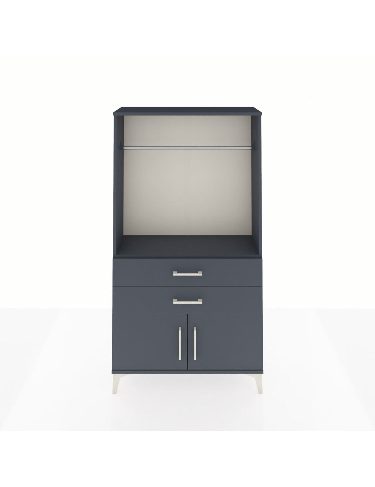 Arges Dolap Tek Raflı 2 Çekmeceli Tek Askılı 88x30x163 Antrasit-Antrasit