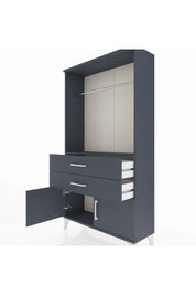 Arges Dolap Tek Raflı 2 Çekmeceli Tek Askılı 88x30x163 Antrasit-Antrasit