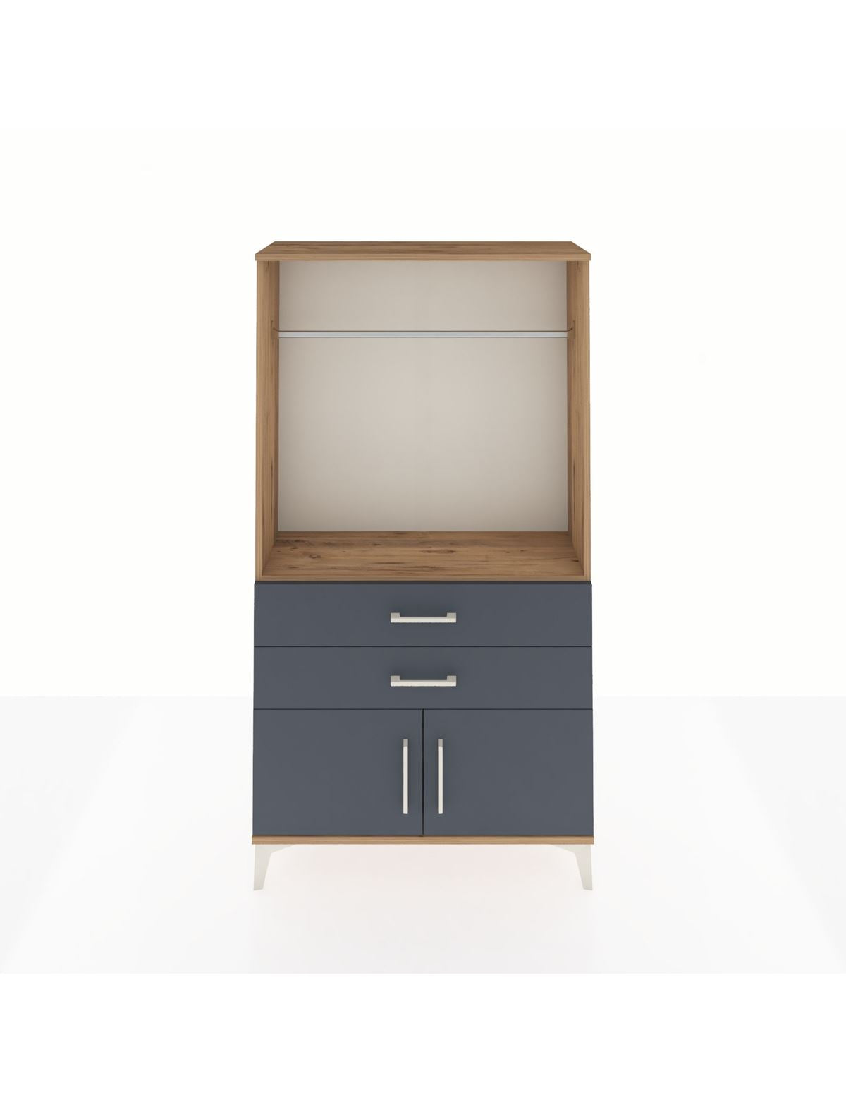 Arges Dolap Tek Raflı 2 Çekmeceli Tek Askılı 88x30x163 Çam-Antrasit