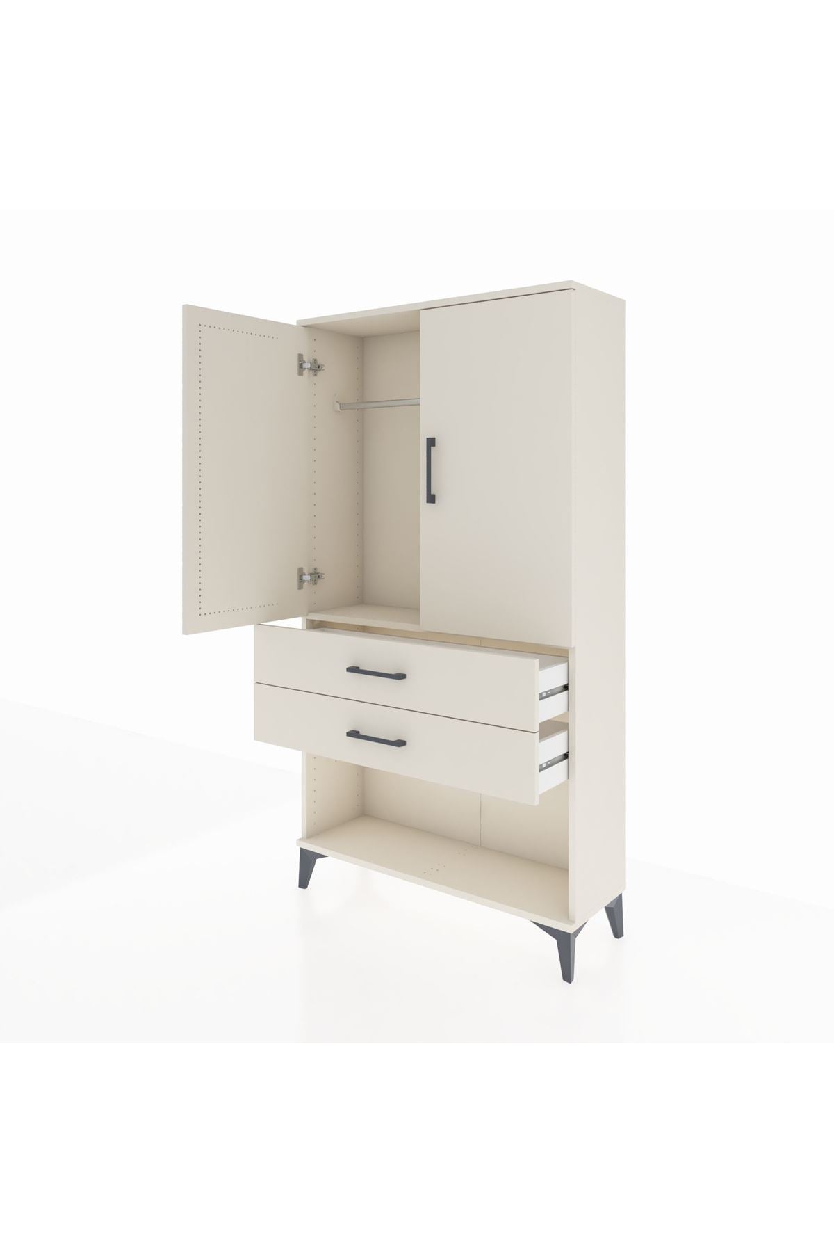 Arges Dolap Tek Raflı 2 Çekmeceli Tek Askılı 88x30x163 Aytaşı-Aytaşı