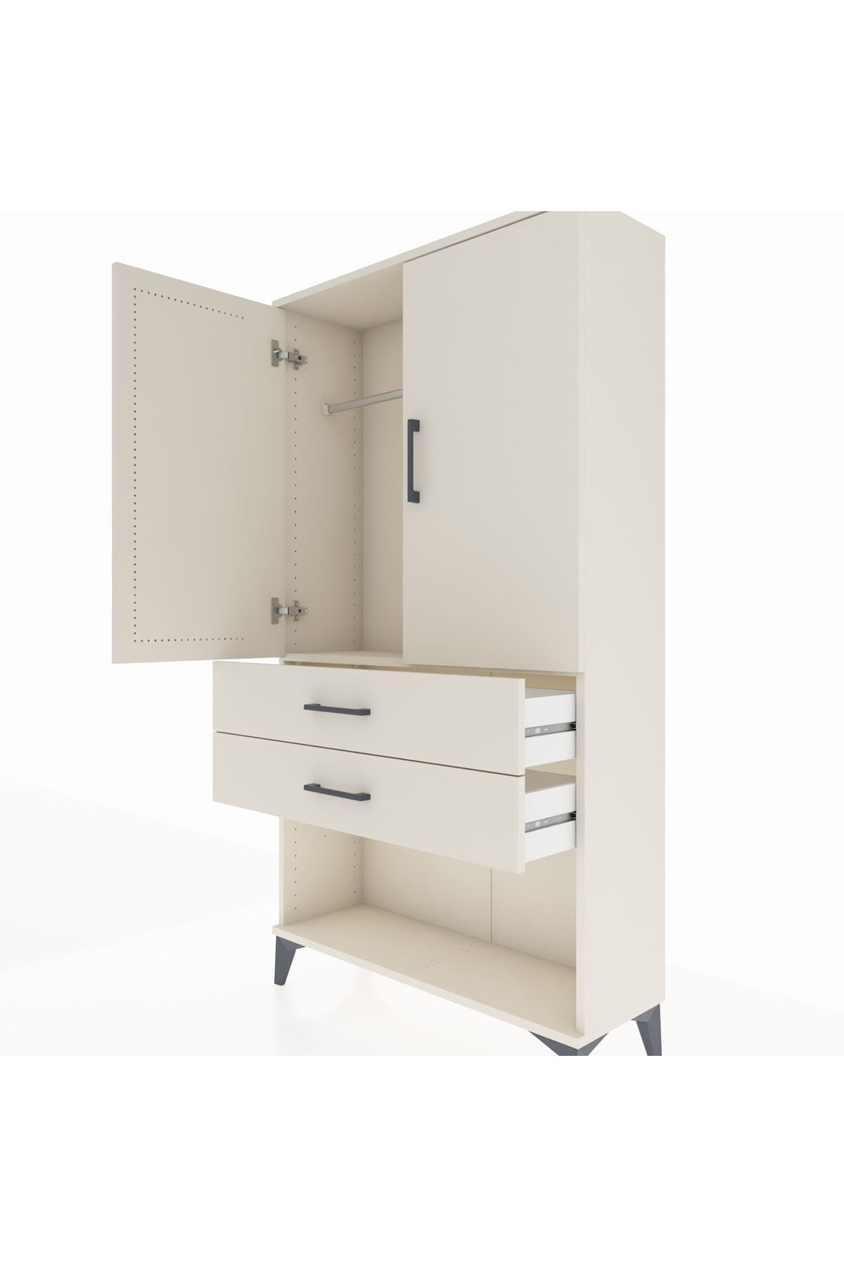 Arges Dolap Tek Raflı 2 Çekmeceli Tek Askılı 88x30x163 Aytaşı-Aytaşı