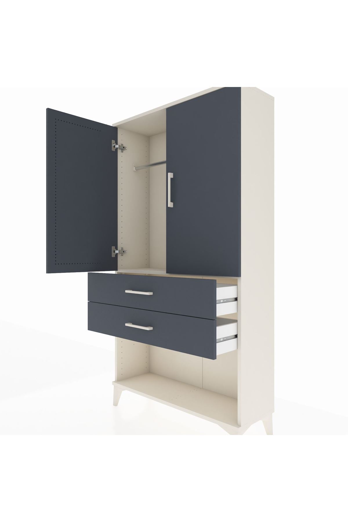 Arges Dolap Tek Raflı 2 Çekmeceli Tek Askılı 88x30x163 Aytaşı-Antrasit