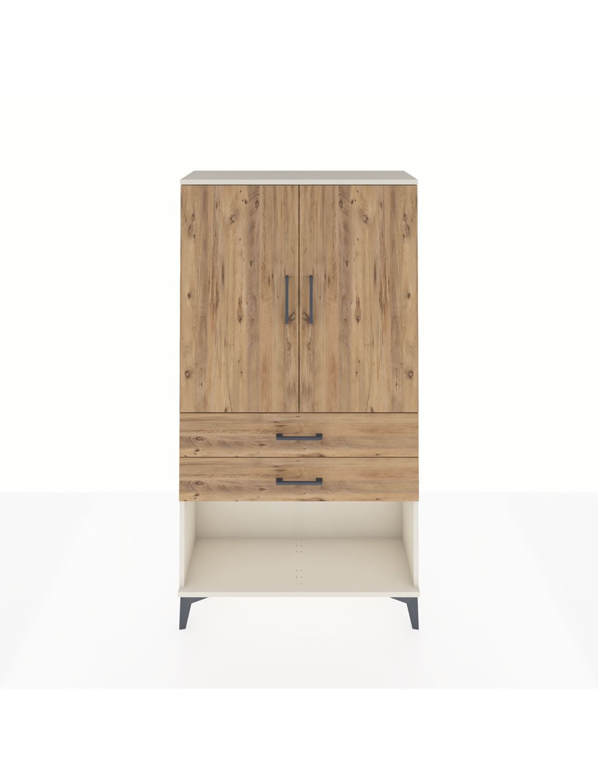 Arges Dolap Tek Raflı 2 Çekmeceli Tek Askılı 88x30x163 Aytaşı-Çam