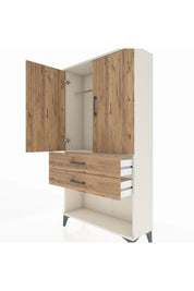 Arges Dolap Tek Raflı 2 Çekmeceli Tek Askılı 88x30x163 Aytaşı-Çam