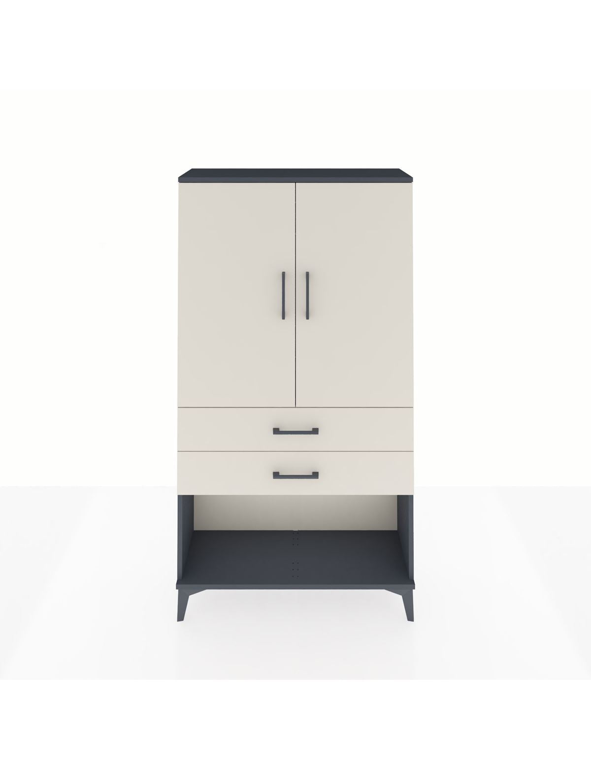 Arges Dolap Tek Raflı 2 Çekmeceli Tek Askılı 88x30x163 Antrasit-Aytaşı