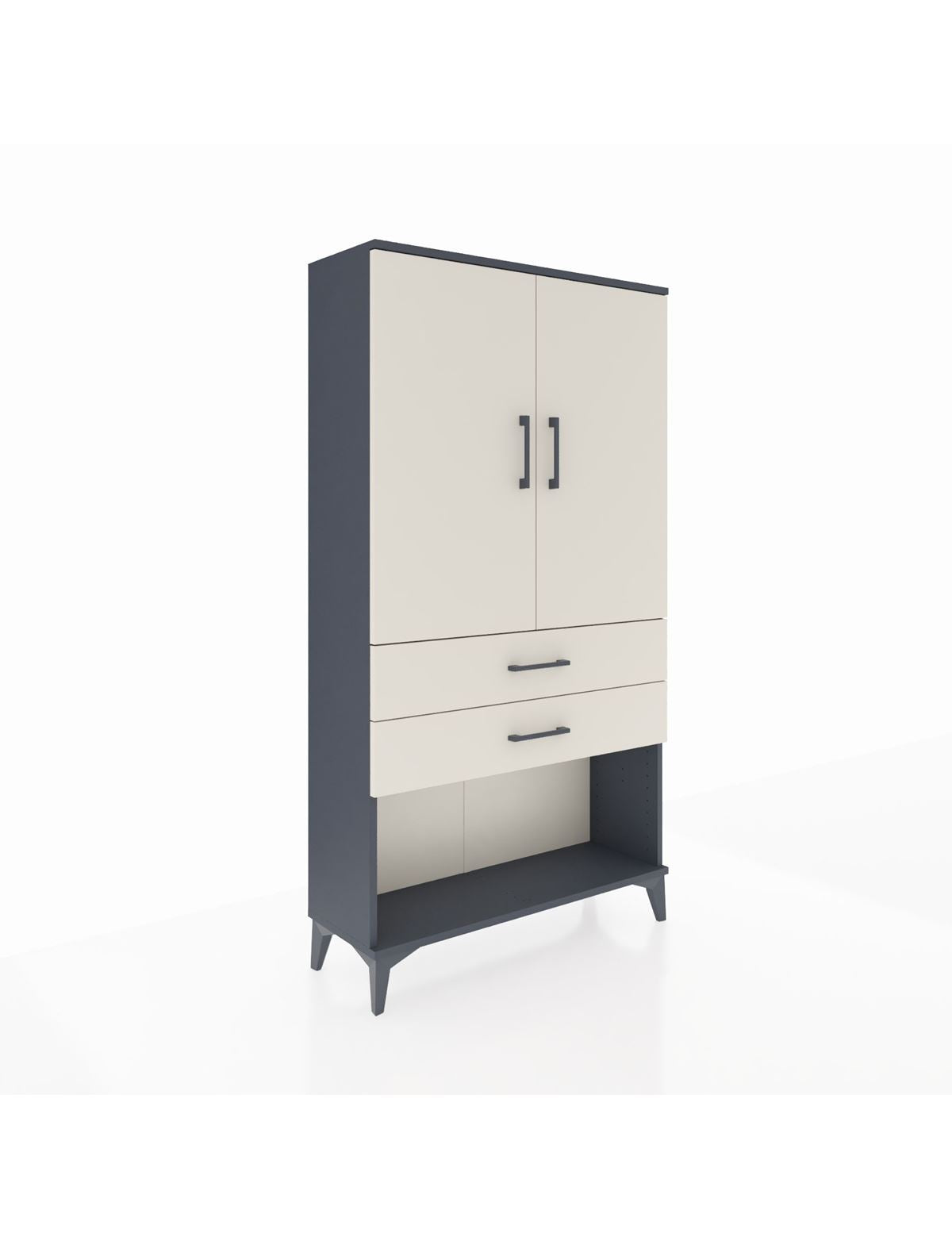 Arges Dolap Tek Raflı 2 Çekmeceli Tek Askılı 88x30x163 Antrasit-Aytaşı