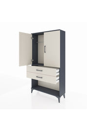 Arges Dolap Tek Raflı 2 Çekmeceli Tek Askılı 88x30x163 Antrasit-Aytaşı