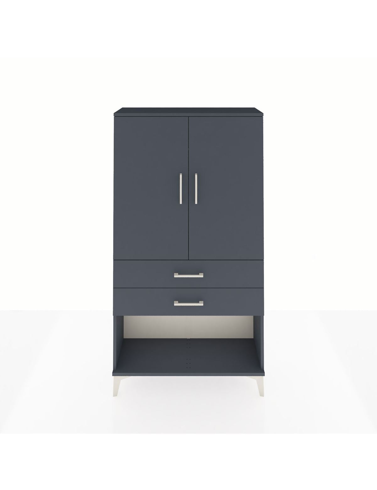 Arges Dolap Tek Raflı 2 Çekmeceli Tek Askılı 88x30x163 Antrasit-Antrasit