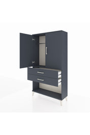 Arges Dolap Tek Raflı 2 Çekmeceli Tek Askılı 88x30x163 Antrasit-Antrasit