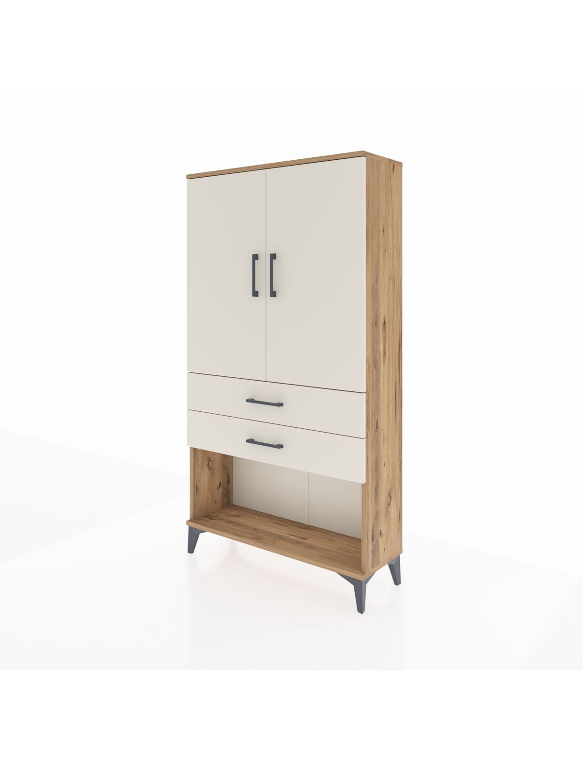 Arges Dolap Tek Raflı 2 Çekmeceli Tek Askılı 88x30x163 - S21M152V7A