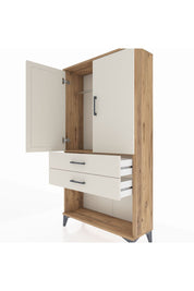 Arges Dolap Tek Raflı 2 Çekmeceli Tek Askılı 88x30x163 Çam-Aytaşı