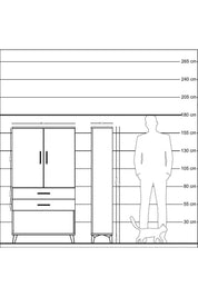 Arges Dolap Tek Raflı 2 Çekmeceli Tek Askılı 88x30x163 Çam-Antrasit