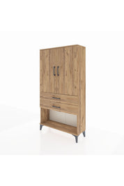 Arges Dolap Tek Raflı 2 Çekmeceli Tek Askılı 88x30x163 Çam-Çam