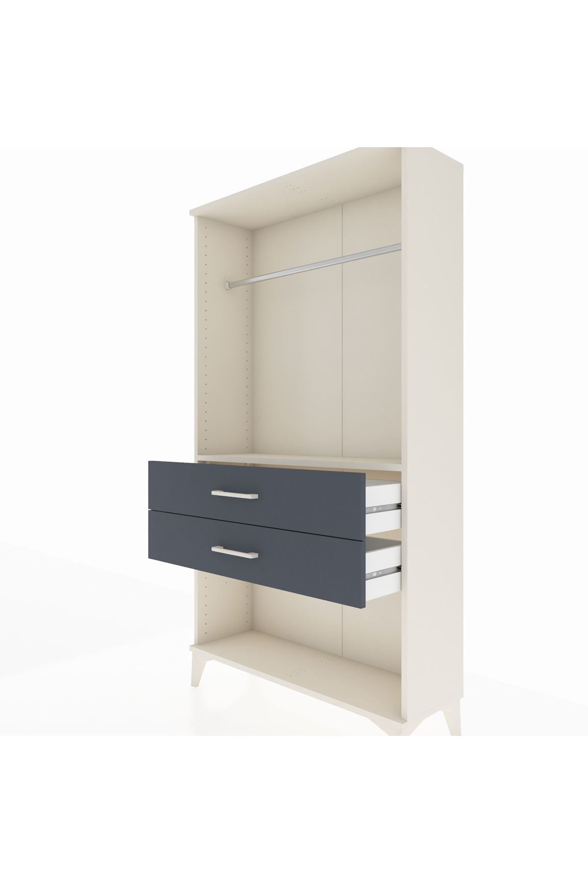 Arges Dolap Tek Raflı 2 Çekmeceli Tek Askılı 88x30x163 Aytaşı-Antrasit