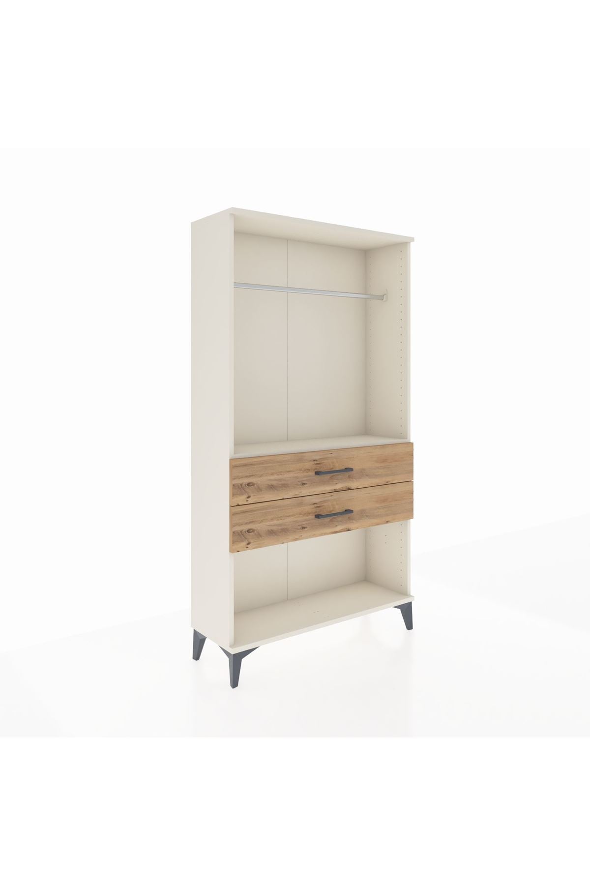 Arges Dolap Tek Raflı 2 Çekmeceli Tek Askılı 88x30x163 Aytaşı-Çam