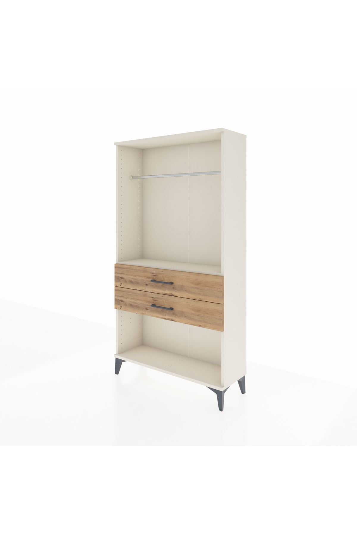 Arges Dolap Tek Raflı 2 Çekmeceli Tek Askılı 88x30x163 Aytaşı-Çam