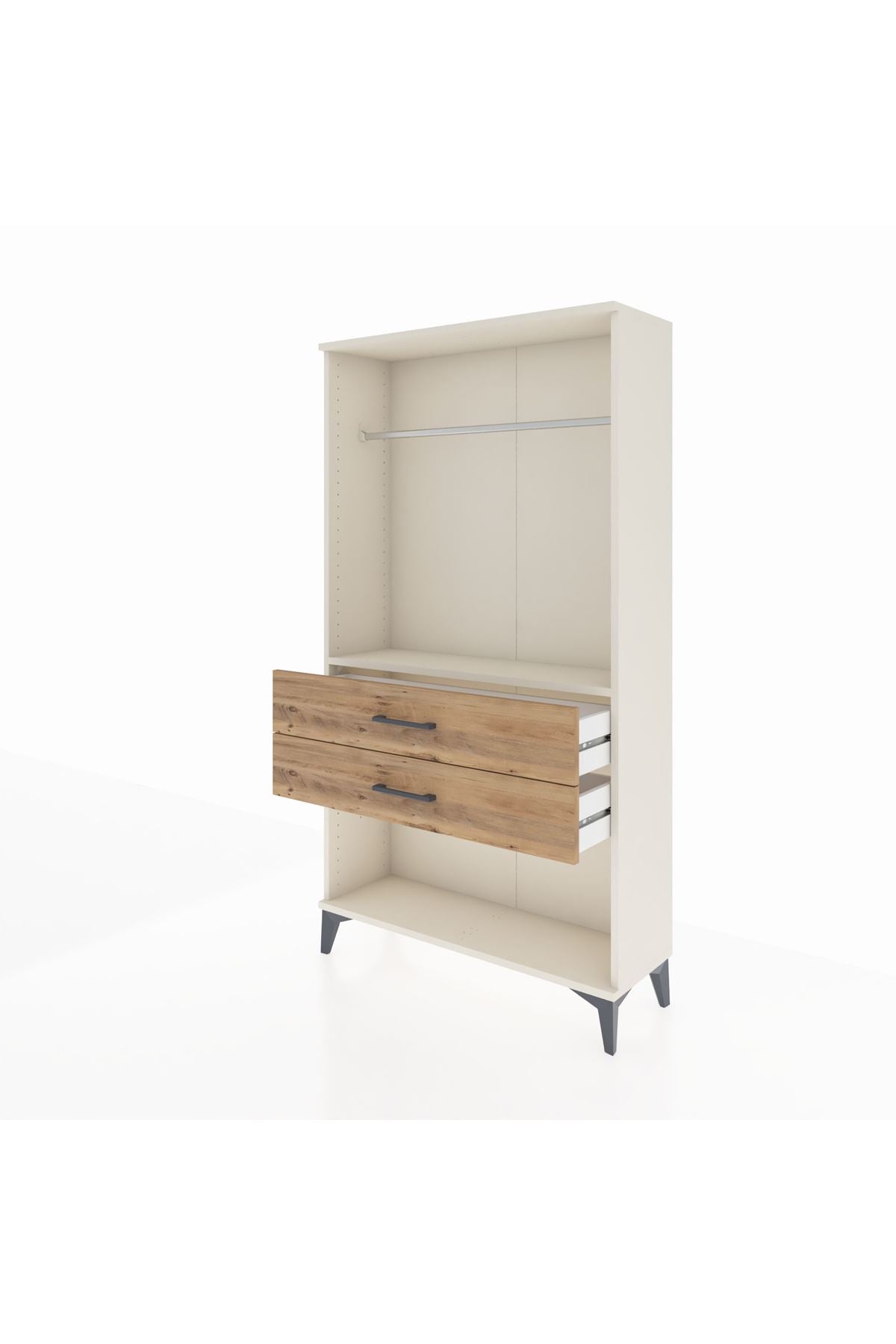 Arges Dolap Tek Raflı 2 Çekmeceli Tek Askılı 88x30x163 Aytaşı-Çam
