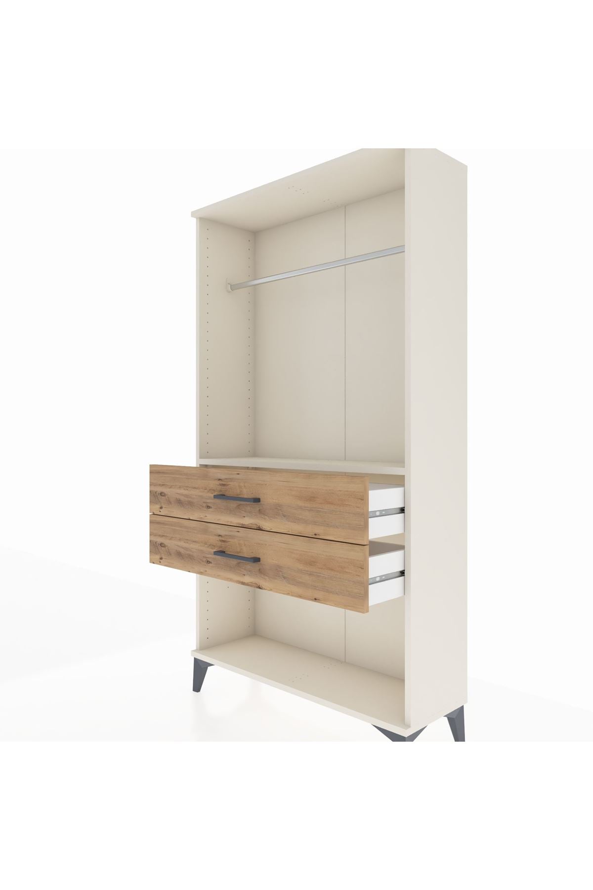Arges Dolap Tek Raflı 2 Çekmeceli Tek Askılı 88x30x163 Aytaşı-Çam