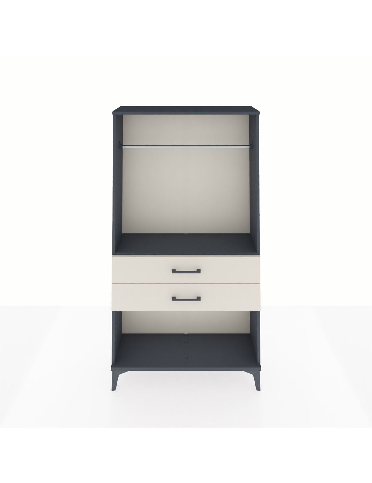 Arges Dolap Tek Raflı 2 Çekmeceli Tek Askılı 88x30x163 Antrasit-Aytaşı