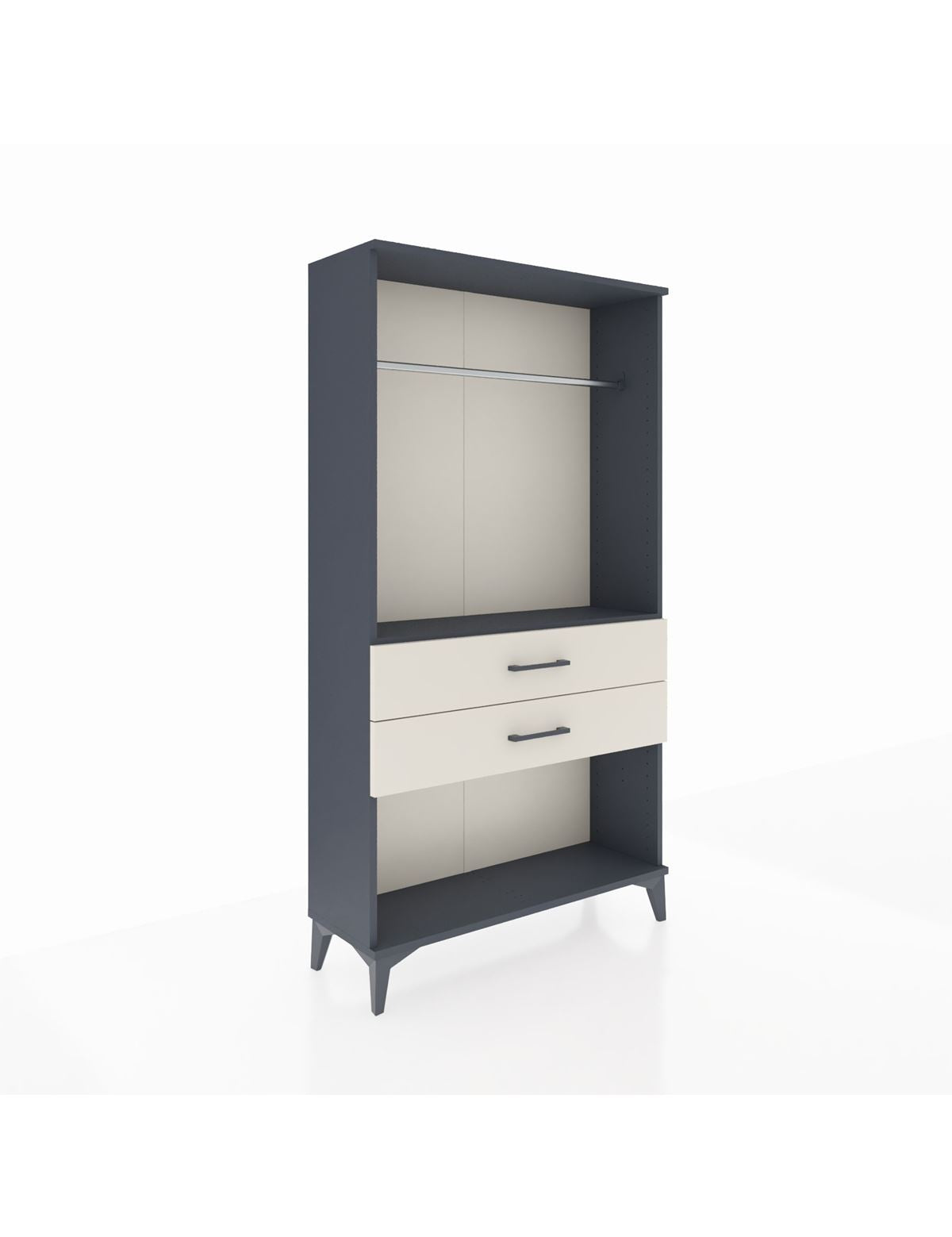 Arges Dolap Tek Raflı 2 Çekmeceli Tek Askılı 88x30x163 Antrasit-Aytaşı