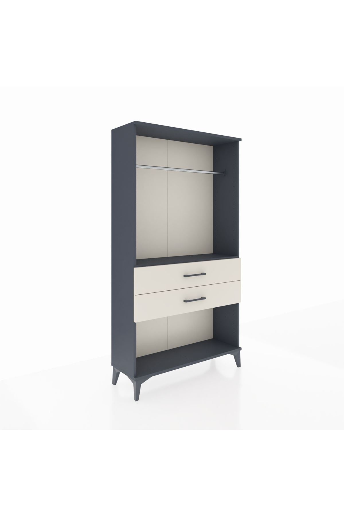Arges Dolap Tek Raflı 2 Çekmeceli Tek Askılı 88x30x163 Antrasit-Aytaşı