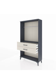 Arges Dolap Tek Raflı 2 Çekmeceli Tek Askılı 88x30x163 Antrasit-Aytaşı