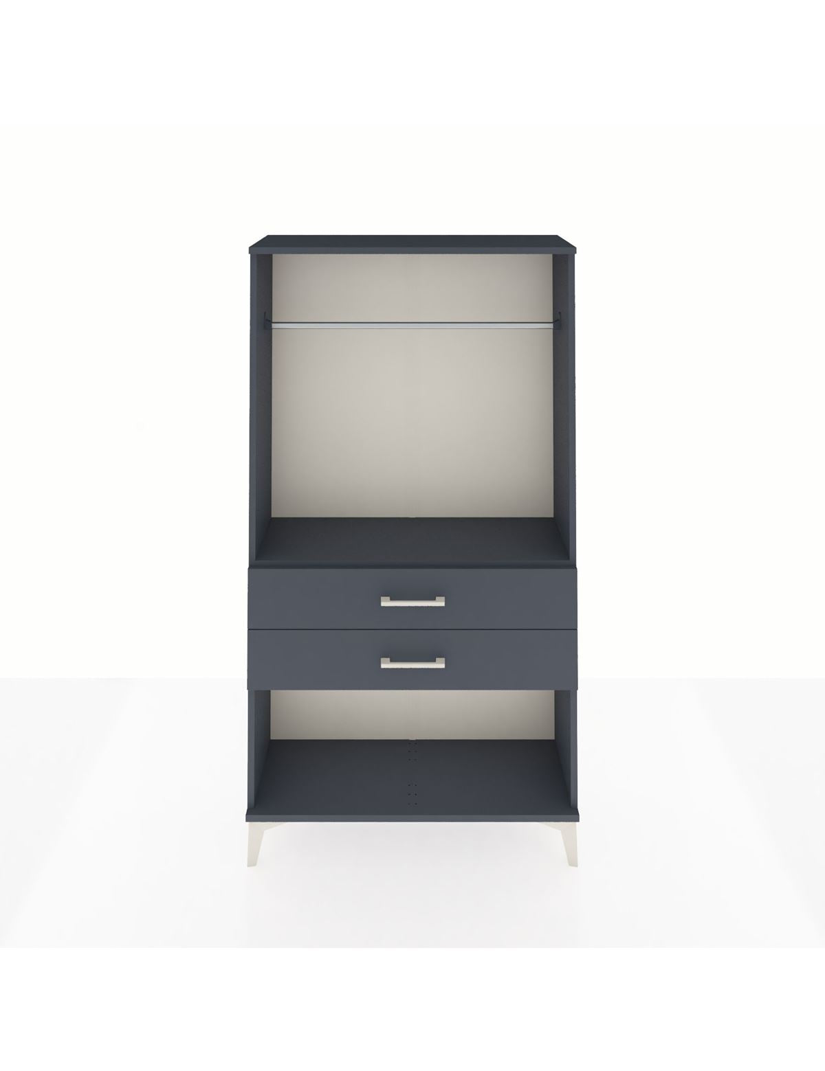 Arges Dolap Tek Raflı 2 Çekmeceli Tek Askılı 88x30x163 Antrasit-Antrasit