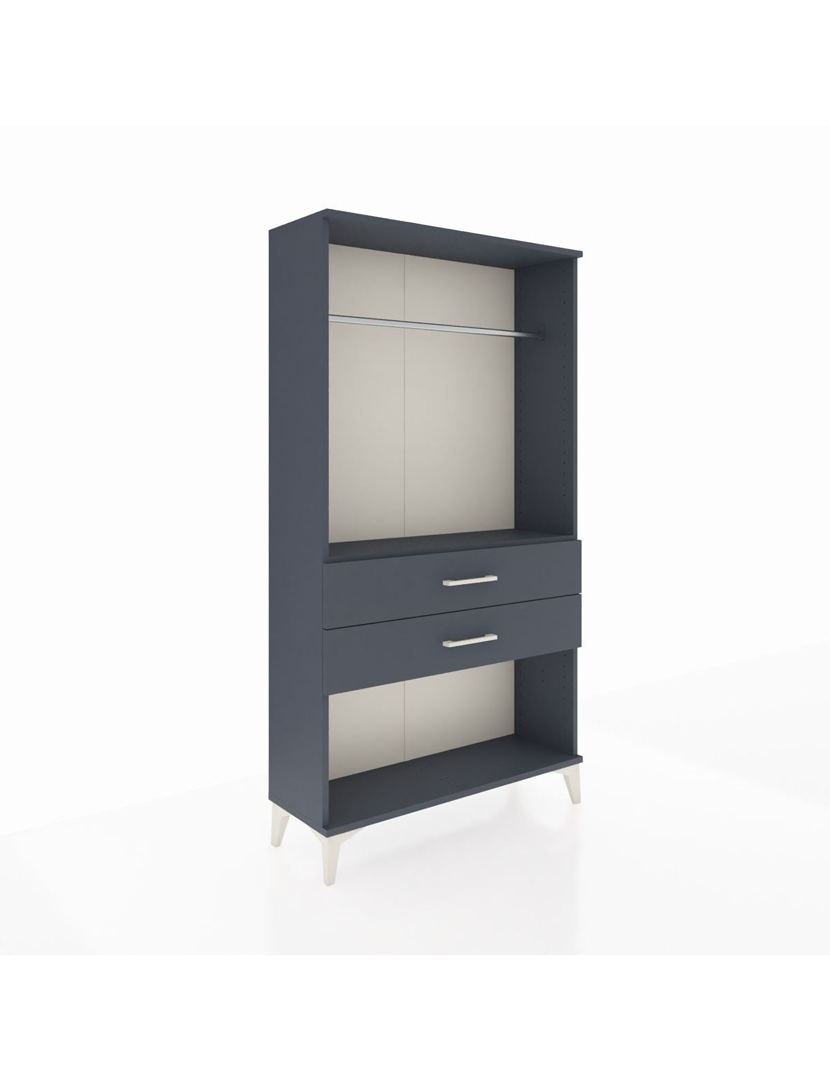 Arges Dolap Tek Raflı 2 Çekmeceli Tek Askılı 88x30x163 Antrasit-Antrasit