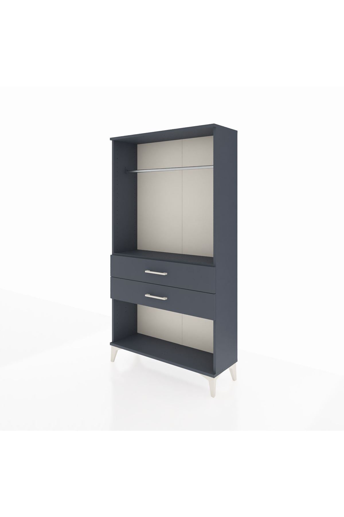 Arges Dolap Tek Raflı 2 Çekmeceli Tek Askılı 88x30x163 Antrasit-Antrasit