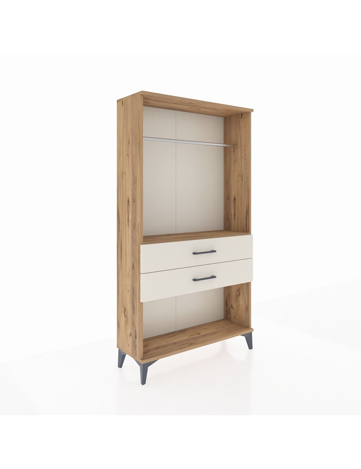 Arges Dolap Tek Raflı 2 Çekmeceli Tek Askılı 88x30x163 Çam-Aytaşı