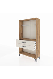 Arges Dolap Tek Raflı 2 Çekmeceli Tek Askılı 88x30x163 Çam-Aytaşı