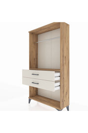 Arges Dolap Tek Raflı 2 Çekmeceli Tek Askılı 88x30x163 Çam-Aytaşı