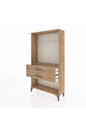 Arges Dolap Tek Raflı 2 Çekmeceli Tek Askılı 88x30x163 Çam-Çam