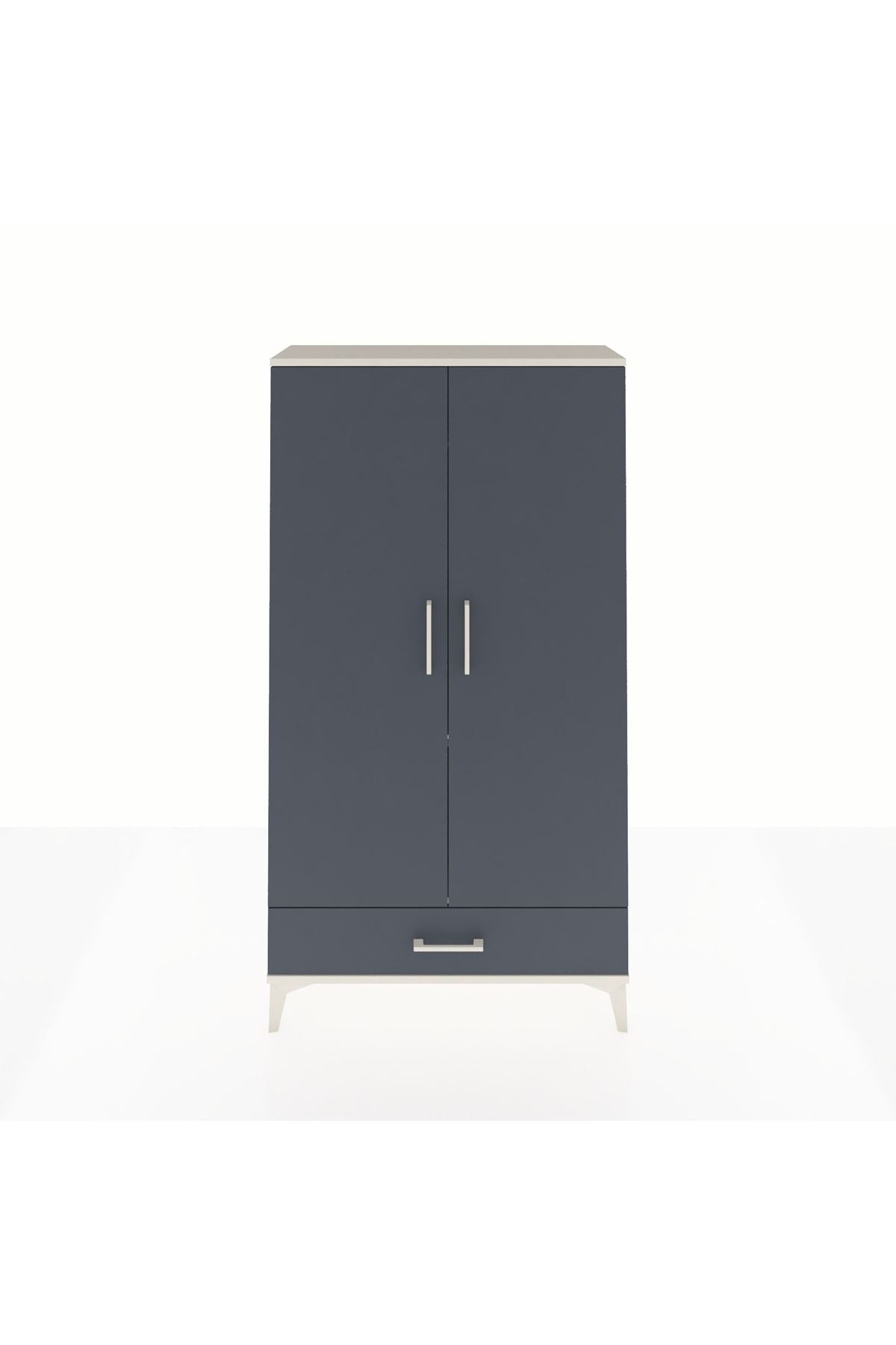 Arges Dolap 2 Raflı Tek Çekmeceli Tek Askılı 88x30x163 Aytaşı-Antrasit