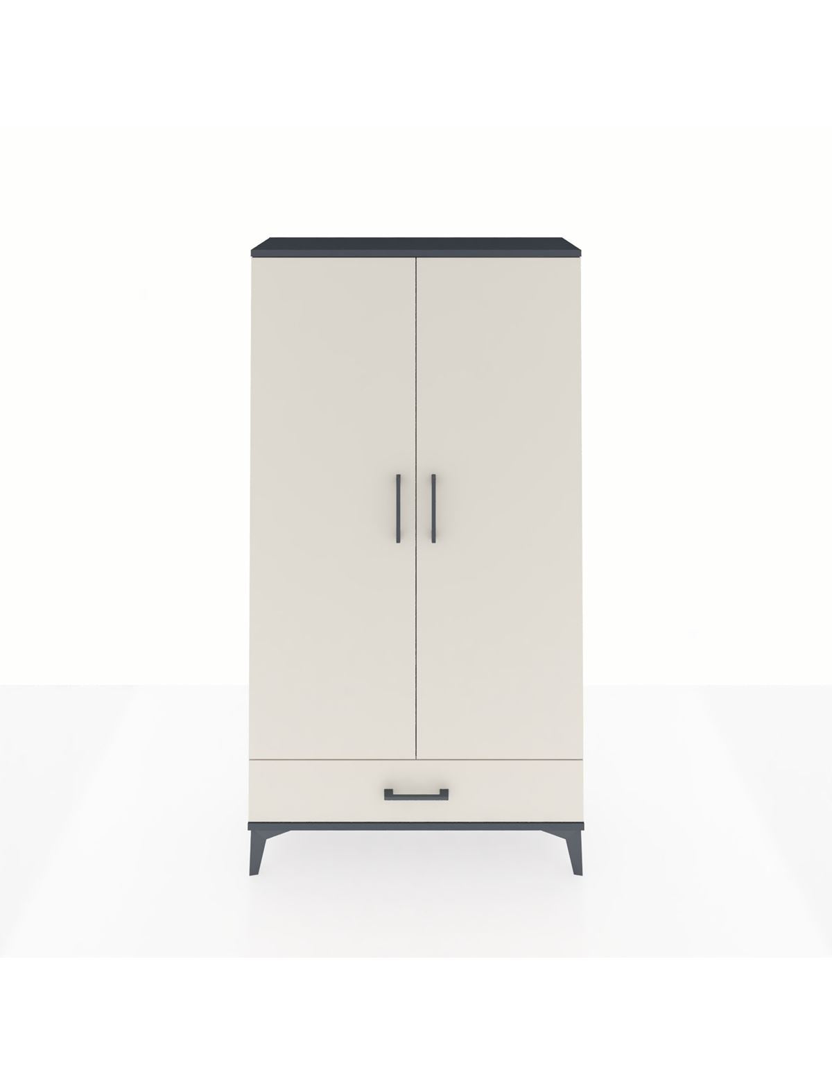 Arges Dolap 2 Raflı Tek Çekmeceli Tek Askılı 88x30x163 Antrasit-Aytaşı